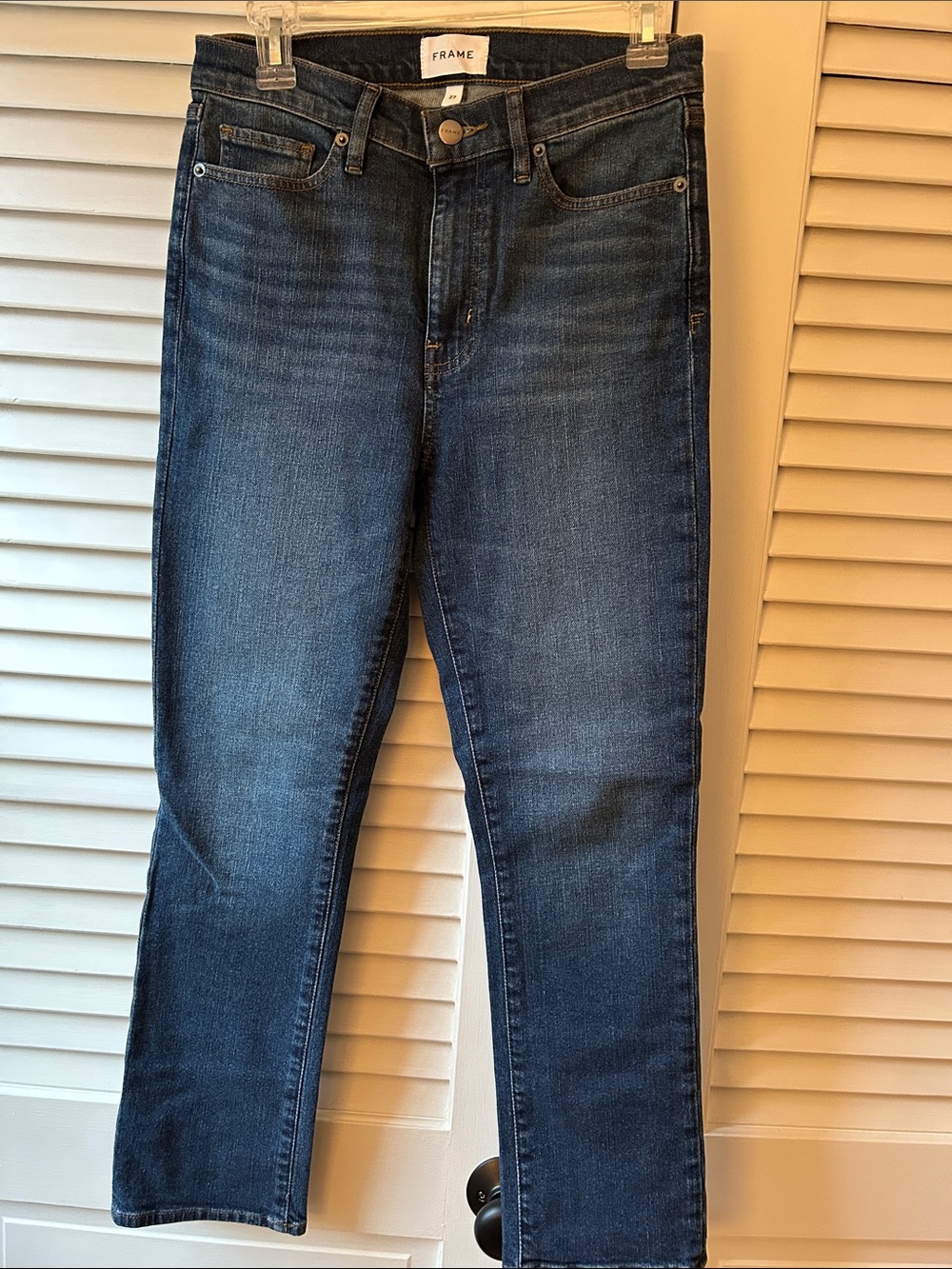 Frame Denim Dark Blue Ankle Crop Straight Jeans